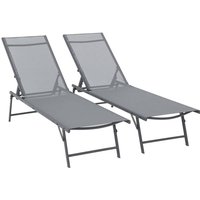Sweeek - 2er-Set Sonnenliegen aus Stahl mit Textilene, vierfach verstellbar von SWEEEK