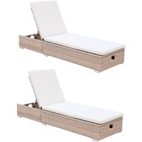 2er-Set Sonnenliegen aus geflochtenem Kunststoff, Polyesterkissen, verstellbar - Sweeek von SWEEEK