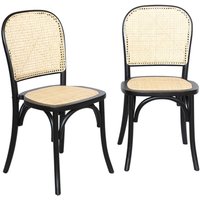 Sweeek - 2er-Set Stühle aus Holz und Rattan im Vintage-Stil von SWEEEK