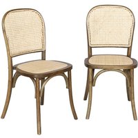 Sweeek - 2er-Set Stühle aus Holz und Rattan im Vintage-Stil von SWEEEK