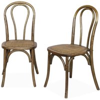 2er Set Stühle aus Holz und Rattan mit abgerundeter Rückenlehne - Sweeek 2er Set Stühle aus Holz und Rattan mit abgerundeter Rückenlehne - Sweeek von SWEEEK