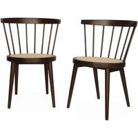2er-Set Stühle aus Holz und Rohrgeflecht - Dunkles Holz - Sweeek von SWEEEK