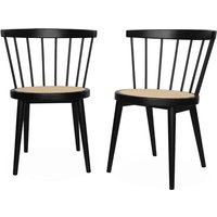 2er-Set Stühle aus Holz und Rohrgeflecht - Schwarz - Sweeek von SWEEEK