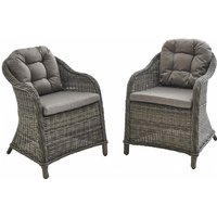 Sweeek - 2er Set runde Sessel aus Polyrattan Grau / Beige Sweeek - 2er Set runde Sessel aus Polyrattan Grau / Beige von SWEEEK