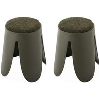 Sweeek - 2er Set stapelbare Hocker, strukturierter Bouclébezug von SWEEEK