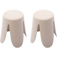 Sweeek - 2er Set stapelbare Hocker, strukturierter Bouclébezug Sweeek - 2er Set stapelbare Hocker, strukturierter Bouclébezug von SWEEEK