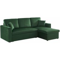 3-Sitzer Ecksofa mit Samt und Schlaffunktion, Polyester, Grün - Grün - Sweeek von SWEEEK