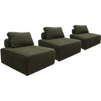 3er-Set Sessel für modulares Sofa Cordbezug, Cord, Dunkelgrün - Sweeek von SWEEEK