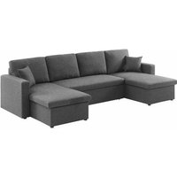 4-Sitzer Wohnlandschaft, mit Schlaffunktion und Stoffbezug, Stoff, Dunkelgrau - Sweeek von SWEEEK