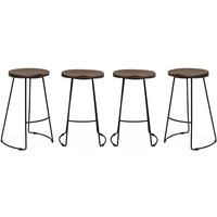 Sweeek - 4er-Set Barhocker aus Mangoholz und Stahl, Fußstütze, 65cm von SWEEEK