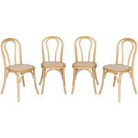 4er-Set Stühle aus Holz und Rattan mit abgerundeter Rückenlehne - Sweeek von SWEEEK