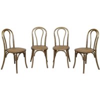 4er-Set Stühle aus Holz und Rattan mit abgerundeter Rückenlehne - Sweeek von SWEEEK