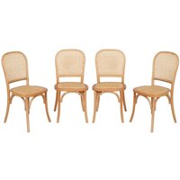 4er-Set Vintage Holz- und Rattanstühle - Sweeek von SWEEEK
