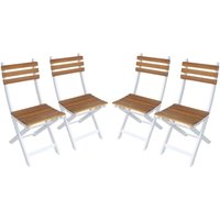 4er-Set zusammenklappbare Gartenstühle aus Akazienholz Weiß / Naturfarben - Sweeek von SWEEEK