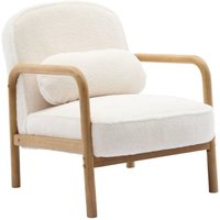 Sweeek - Abgerundeter skandinavischer Sessel aus Hevea-Holz und Stoff in Kunstpelz- Look von SWEEEK
