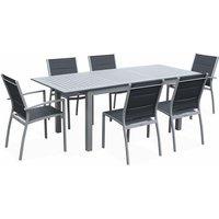 Sweeek - Ausziehtisch-Set - Chicago 150/210cm Grau / Dunkelgrau von SWEEEK