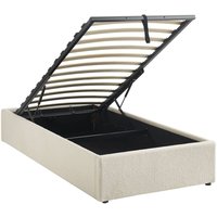 Sweeek - Boxbett mit Lattenrost und Kopfteil, Bouclé-Bezug, weiß von SWEEEK