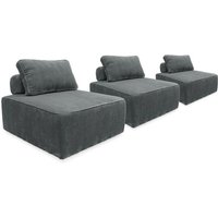 Sweeek - 3er-Set Sessel für modulares Sofa Cordbezug, Cord, Grau von SWEEEK