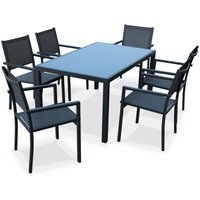 Garten-Essgruppe Tisch 150 cm, 6 Stühle Anthrazit / Grau - Anthrazit - Sweeek von SWEEEK