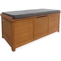 Gartentruhe aus Holz 200L 125 x 60 cm Holzfarben / Grau - Sweeek von SWEEEK