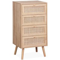 Kommode mit 4 Schubladen in Holz- und Rohrgeflechtoptik - Sweeek von SWEEEK