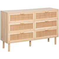 Sweeek - Kommode mit 6 Schubladen Rohrgeflecht und Holzeffekt von SWEEEK