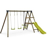 Marin Holzspielplatz mit Rutsche, Wippe, 2 Schaukeln - Grün - Sweeek von SWEEEK