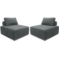 Sweeek - Modul-Sofa-Sessel aus Cord (2er-Set), Cord, Grau von SWEEEK