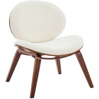 Relaxsessel mit gebogenem Holz und strukturiertem Bouclé-Bezug, Strukuriertes Bouclé, Nussbaumfarben - Sweeek von SWEEEK