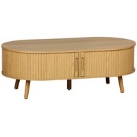 Skandinavischer Couchtisch mit geriffeltm Holzlook und 2 Schiebetüren - Sweeek von SWEEEK