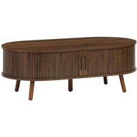 Skandinavischer Couchtisch mit geriffeltm Holzlook und 2 Schiebetüren - Sweeek von SWEEEK