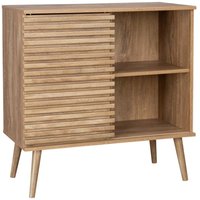 Skandinavisches Sideboard in Holzdekor mit geriffelter Schiebetür b 80 cm - Sweeek von SWEEEK