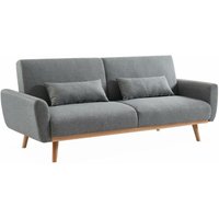 Sweeek - 2-3-Sitzer Schlafsofa mit Stoffbezug, Polyester, Hellgrau von SWEEEK