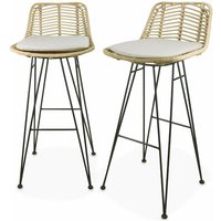 Sweeek - 2 Barhocker aus Rattan und Metall von SWEEEK