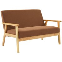 Sweeek - 2-Sitzer-Banksofa mit Cord-Bezug, Holzfüße, Cord, Braun von SWEEEK