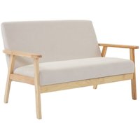 Sweeek - 2-Sitzer-Banksofa mit Cord-Bezug, Holzfüße, Cord, Creme von SWEEEK