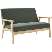 Sweeek - 2-Sitzer-Banksofa mit Cord-Bezug, Holzfüße, Cord, Khaki von SWEEEK