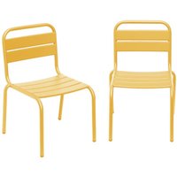 Sweeek - 2er-Set Kinderstühle aus Metall, Pulverbeschichteter Stahl, Gelb von SWEEEK
