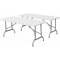 2er Set Klappbarer Partytisch aus Kunststoff 180cm - Weiß - Sweeek von SWEEEK