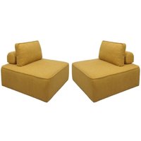 Sweeek - 2er-Set Sessel Einsitzer für modulares Bouclé-Sofa, Bouclé, Senffarben von SWEEEK