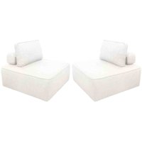Sweeek - 2er-Set Sessel Einsitzer für modulares Bouclé-Sofa, Bouclé, Creme von SWEEEK