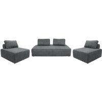 Sweeek - 2er-Set Sessel und 2-Sitzer Sofa mit Cordbezug, Cord, Dunkelgrau Sweeek - 2er-Set Sessel und 2-Sitzer Sofa mit Cordbezug, Cord, Dunkelgrau von SWEEEK