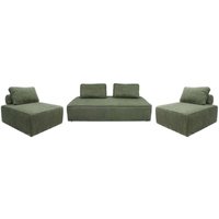 Sweeek - 2er-Set Sessel und 2-Sitzer Sofa mit Cordbezug, Cord, Grün Sweeek - 2er-Set Sessel und 2-Sitzer Sofa mit Cordbezug, Cord, Grün von SWEEEK