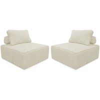 Sweeek - 2er-Set Sofa-Modul-Sessel mit Cordbezug , Cord, Creme Sweeek - 2er-Set Sofa-Modul-Sessel mit Cordbezug , Cord, Creme von SWEEEK