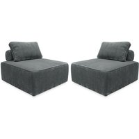 Sweeek - 2er-Set Sofa-Modul-Sessel mit Cordbezug , Cord, Grau Sweeek - 2er-Set Sofa-Modul-Sessel mit Cordbezug , Cord, Grau von SWEEEK