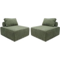 Sweeek - 2er-Set Sofa-Modul-Sessel mit Cordbezug , Cord, Grün von SWEEEK