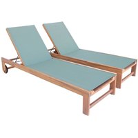2er-Set Sonnenliegen aus Akazienholz, mehrere Positionen, mit Rollen - Sweeek von SWEEEK