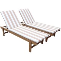Sweeek - 2er-Set Sonnenliegen aus Akazienholz mit Rädern von SWEEEK