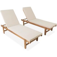 Sweeek - 2er-Set Sonnenliegen aus Akazienholz mit Rädern von SWEEEK