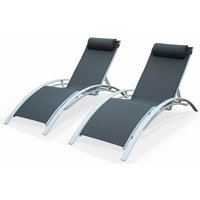 Sweeek - 2er Set Sonnenliegen aus Aluminium und Textilene Weiß / Grau Sweeek - 2er Set Sonnenliegen aus Aluminium und Textilene Weiß / Grau von SWEEEK
